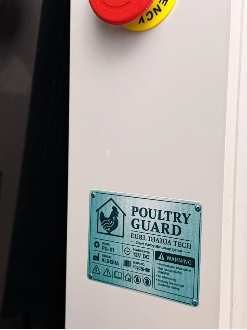 Poultry Guard identification plate marked Made in Algeria